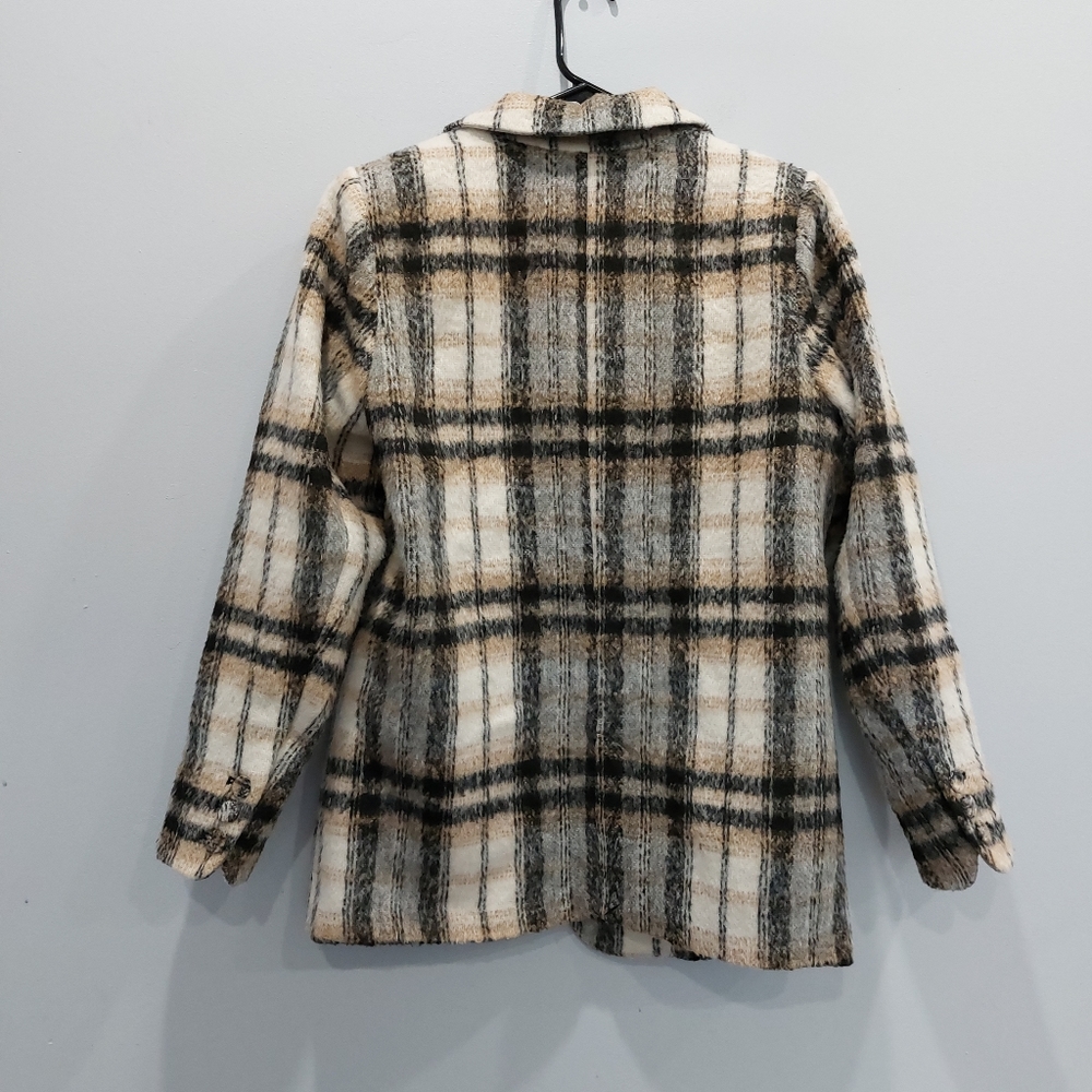 Good American Plaid Tie Waist Wool Shacket - Picture 8 of 9